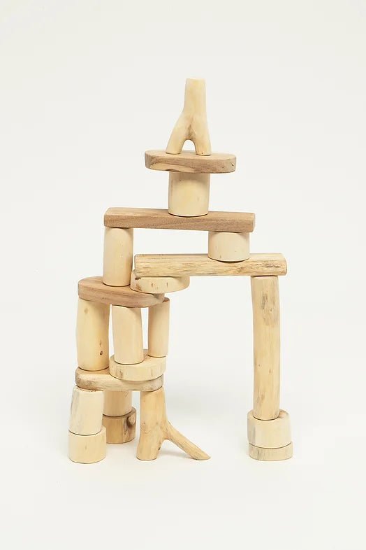 Wooden toy Tree blocks natural
