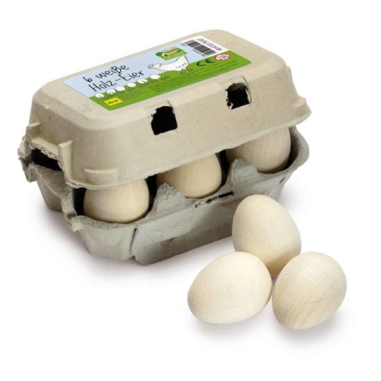 Erzi play food wooden white eggs in carton