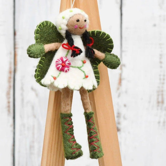 Felt Greetings Fairy White Dress, Black Hair
