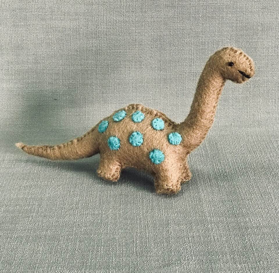 Felted brontosaurus toy