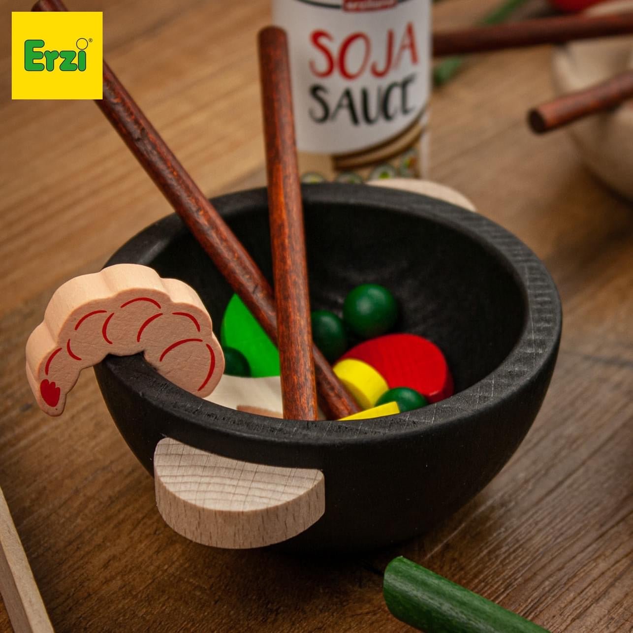 erzi wooden wok play kitchen set