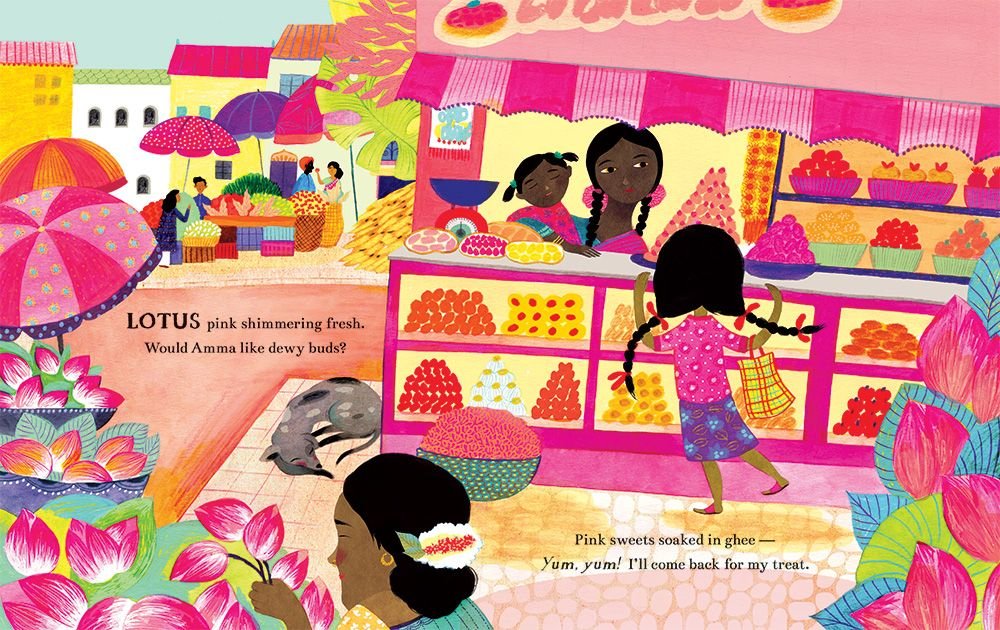 A Gift for Amma pink illustration market childrens books