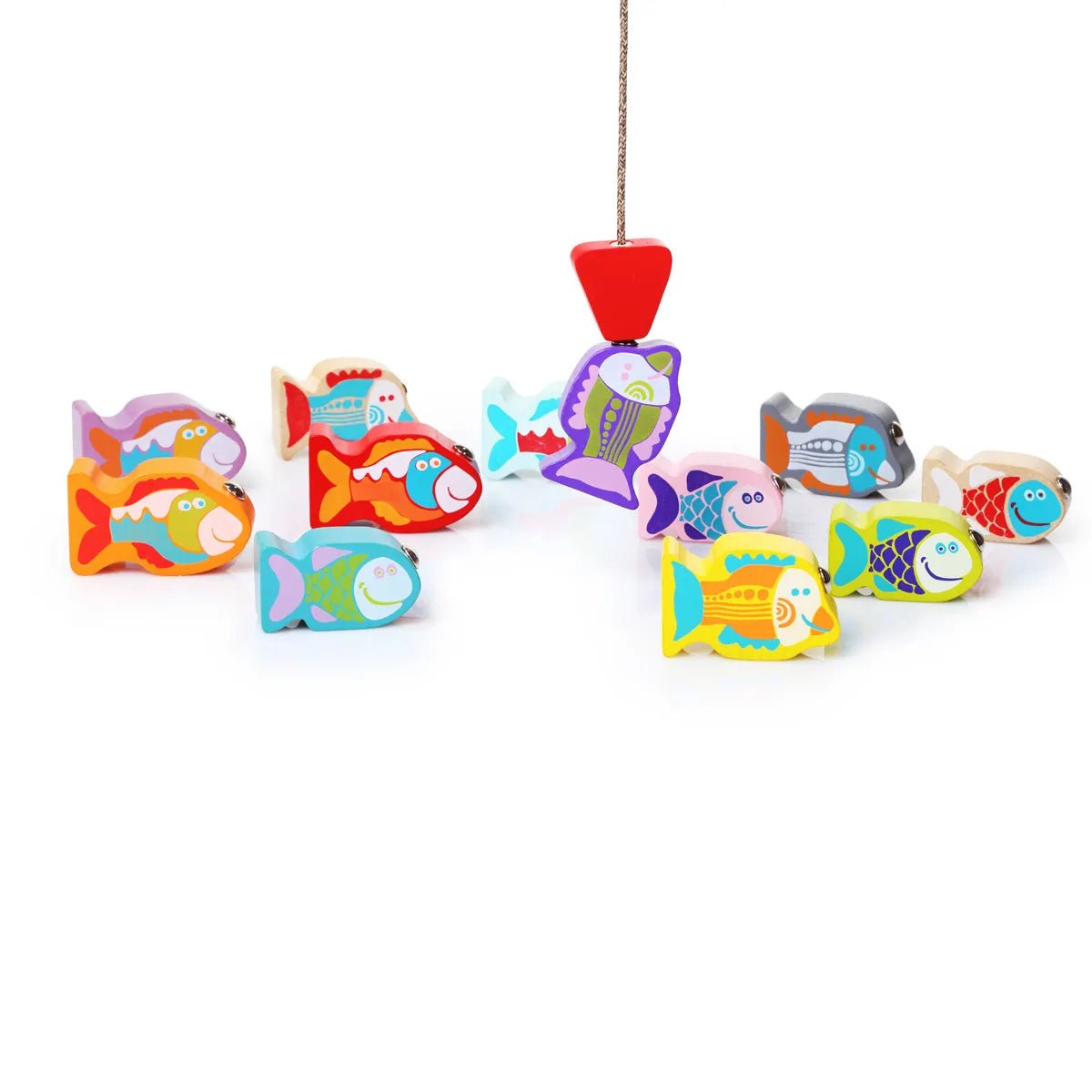 eco-friendly wooden fishing game tree hollow toys