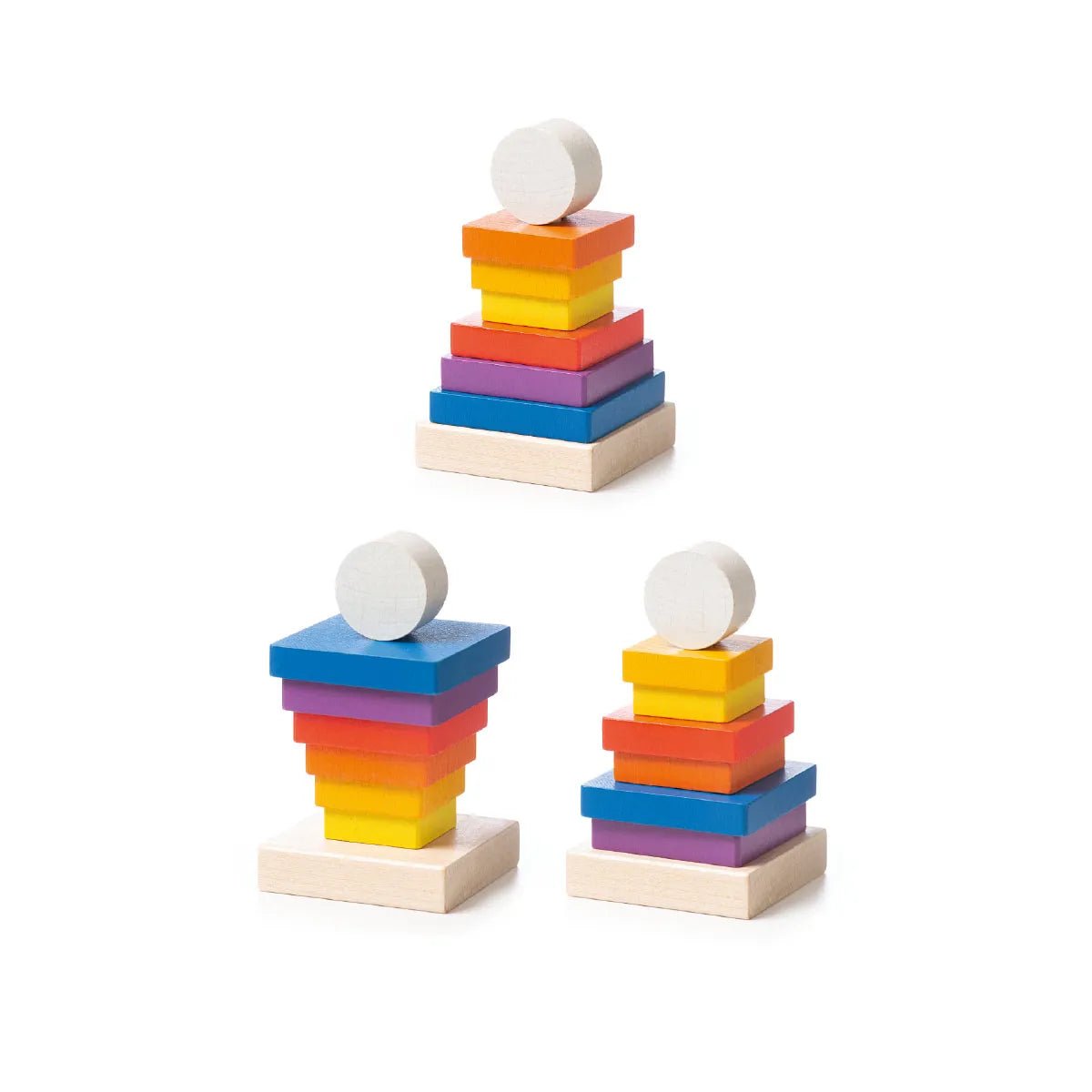 Small Wooden Rainbow Pyramid Stacking Tower