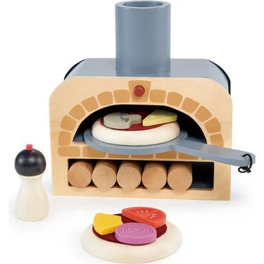 wooden pizza oven play food set