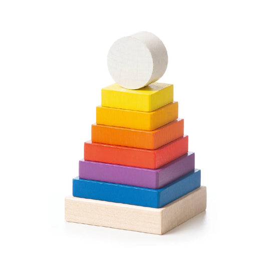 Small Wooden Rainbow Pyramid Stacking Tower