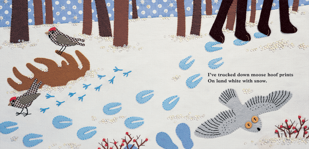 Elusive Moose winter illustration Barefoot childrens book