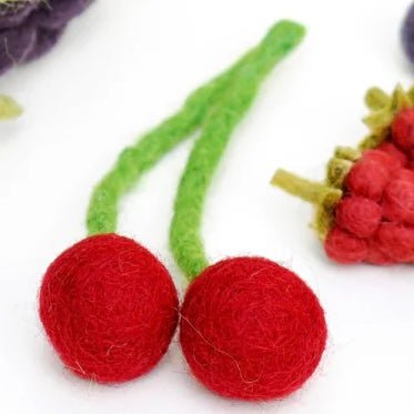 Needle-felted Play Food Cherries