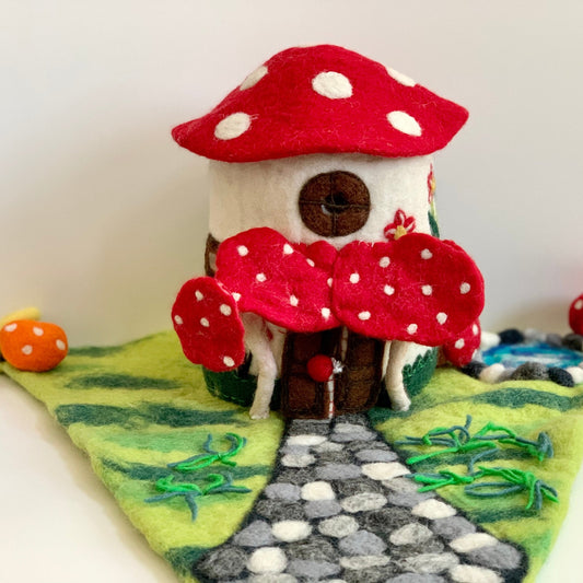 fair trade handmade mushroom fairy house