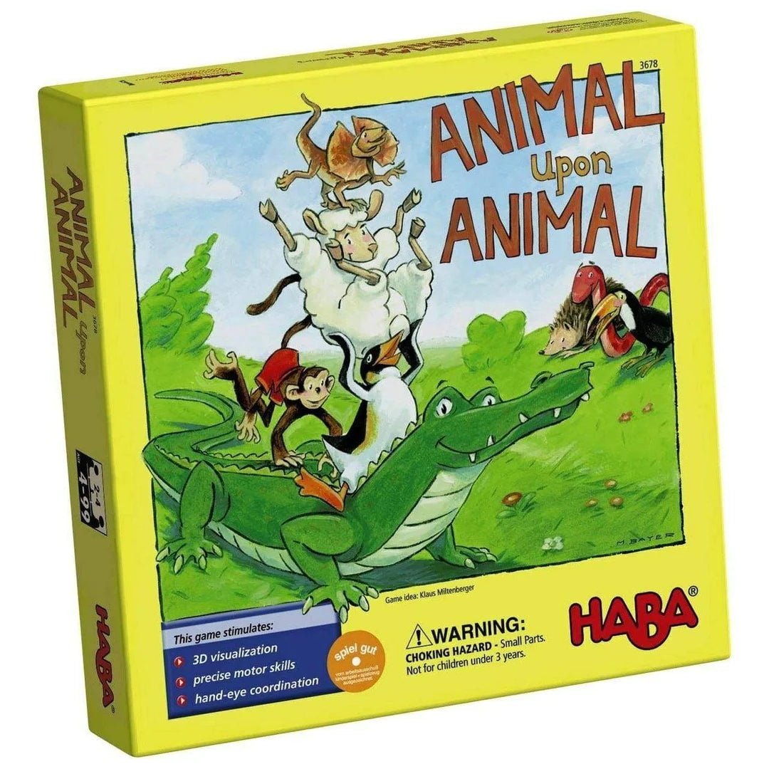 haba wooden animal stacking game box