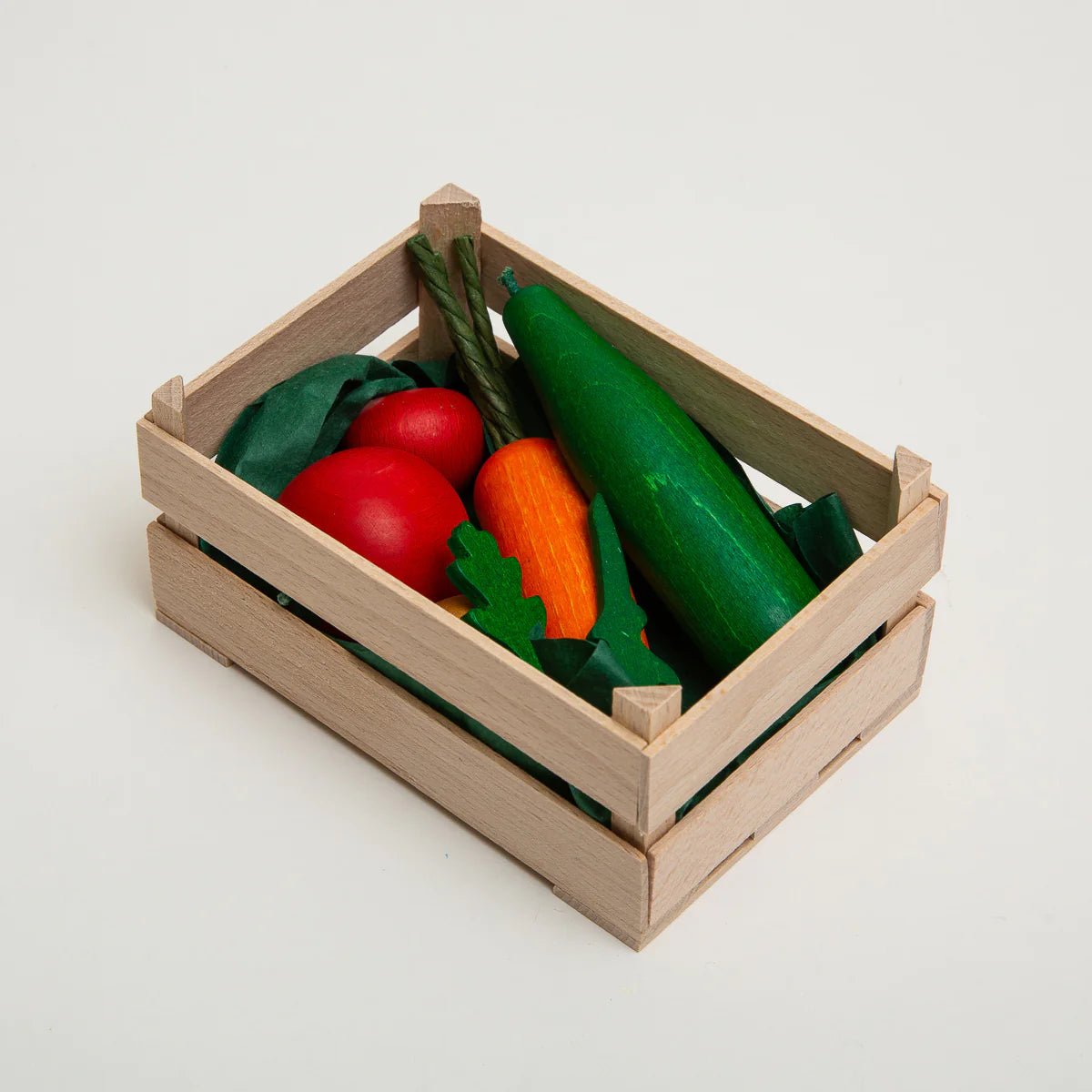 erzi natural wooden vegetable crate toy
