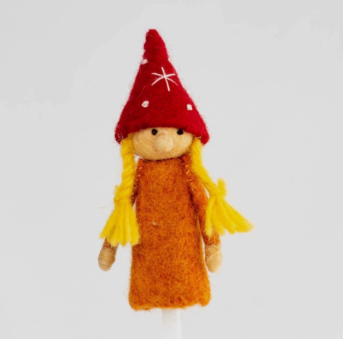 handmade  waldorf  gnome finger puppet snowflake