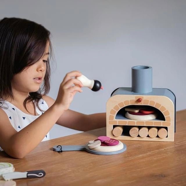 wooden pizza oven play set