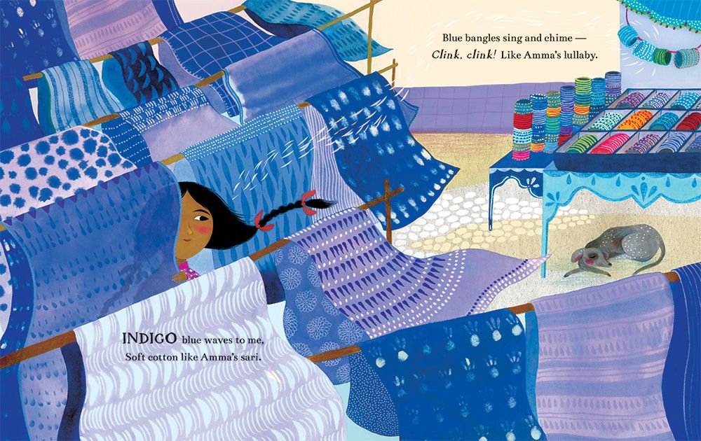 A Gift for Amma indigo illustrations market barefoot books