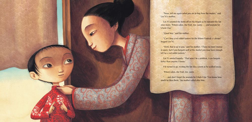 Chinese mother and child in Lin Yi's Lantern Paperback Children's book