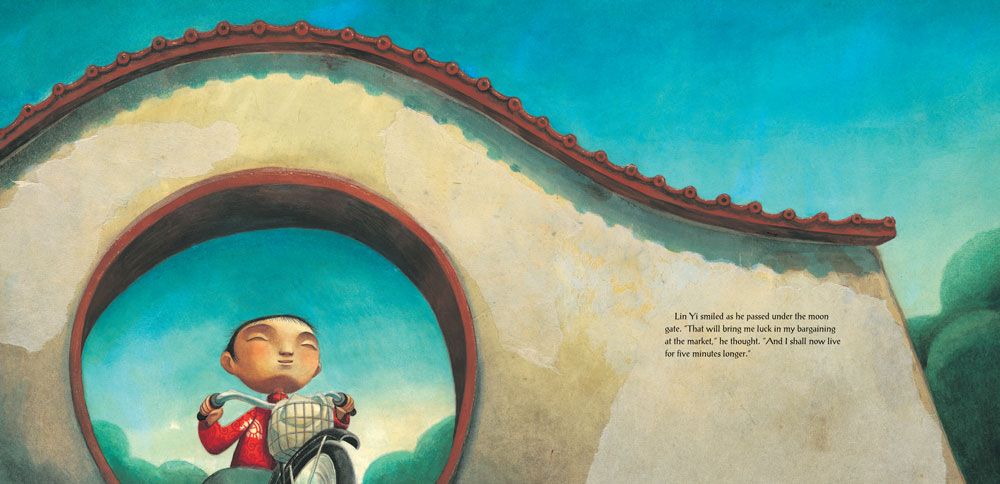 Chinese boy riding a bike to the moon festival paperback book