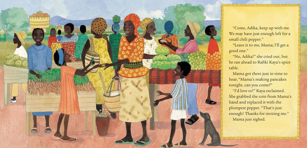Mama Panya's Pancakes Children's Book Kenya Market illustration
