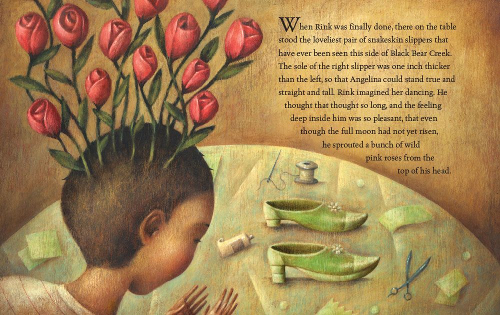 A boy with roses growing from his head in The Boy Who Grew Flowers Children's Book